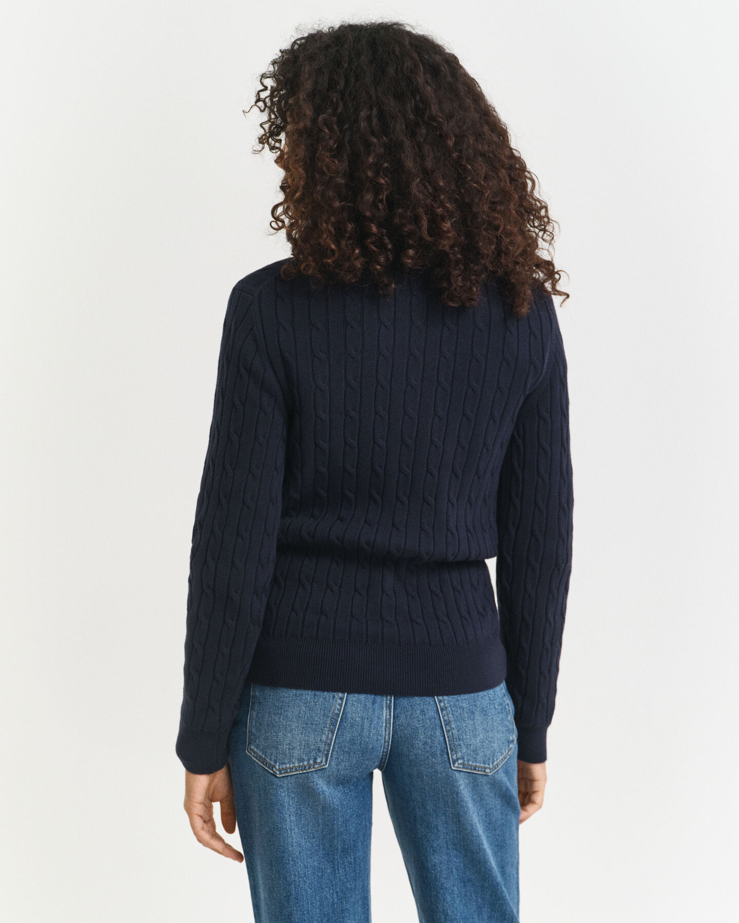 Pull à demi-zip en maille de coton torsadée stretch