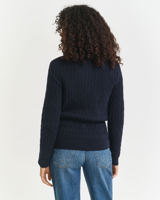 Pull à demi-zip en maille de coton torsadée stretch