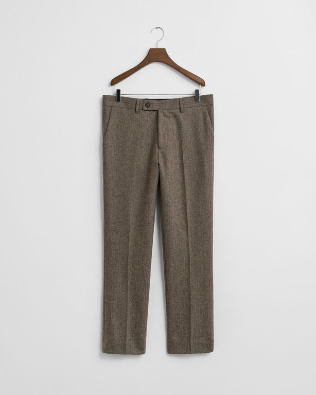 Pantalon de costume coupe slim en flanelle à chevrons