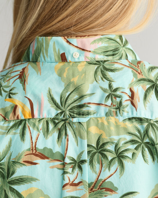 Chemise en coton &agrave; manches courtes Palm Print Teens