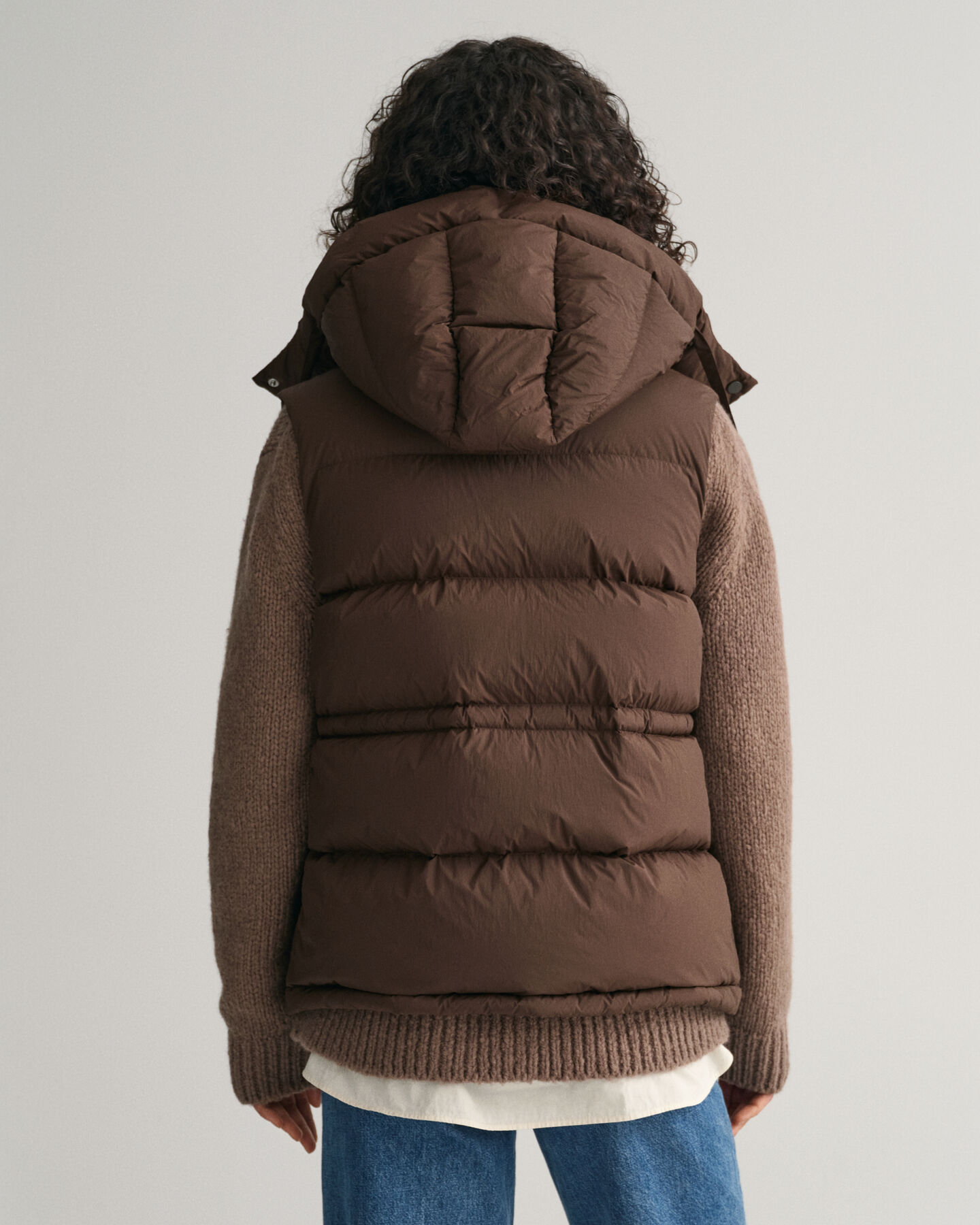 Doudoune sans manches mi-longue en duvet