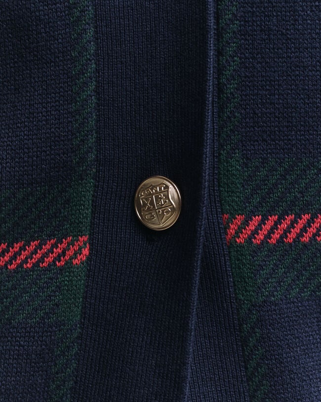 Cardigan col V à carreaux