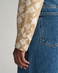 Regular Fit G Patterned hemd van katoen en zijde