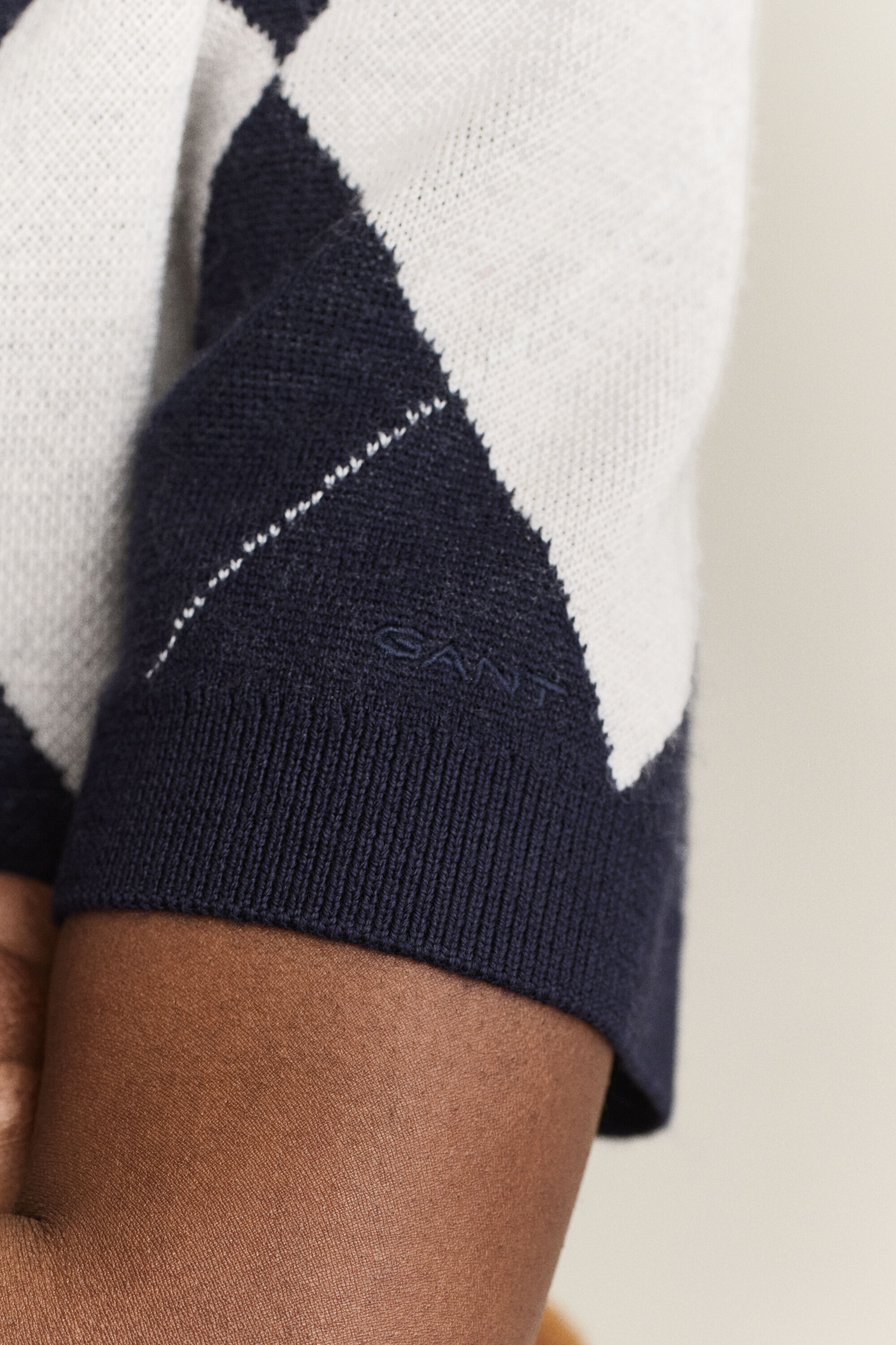 Pull à manches courtes en laine avec motif argyle