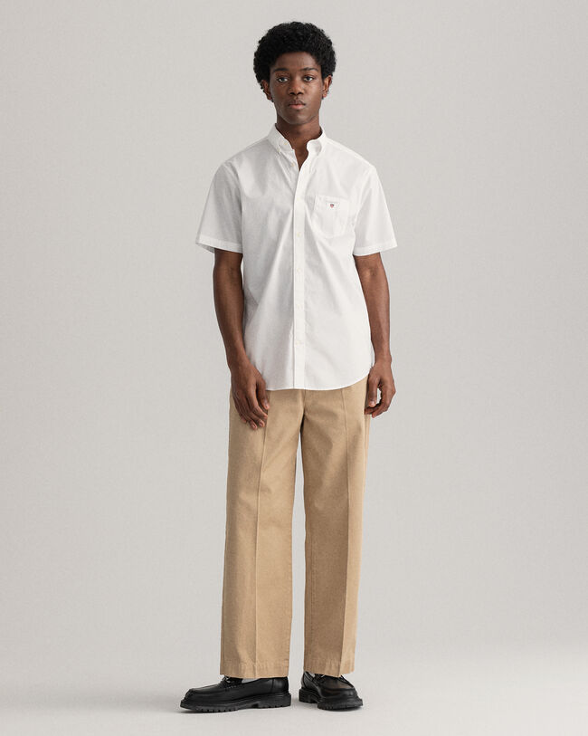 Chemise regular fit en popeline de coton à manches courtes