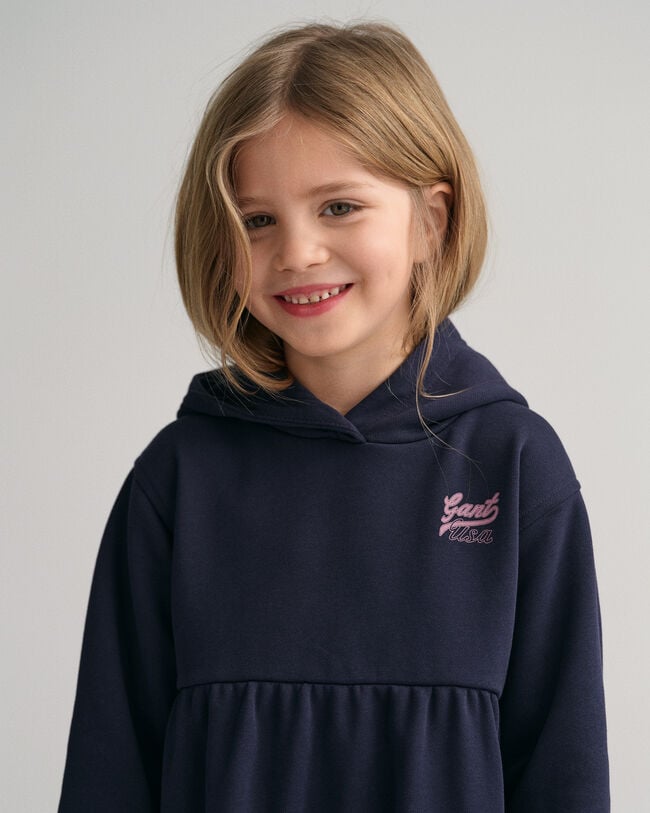 Robe sweat &agrave; capuche avec volants GANT USA Girls