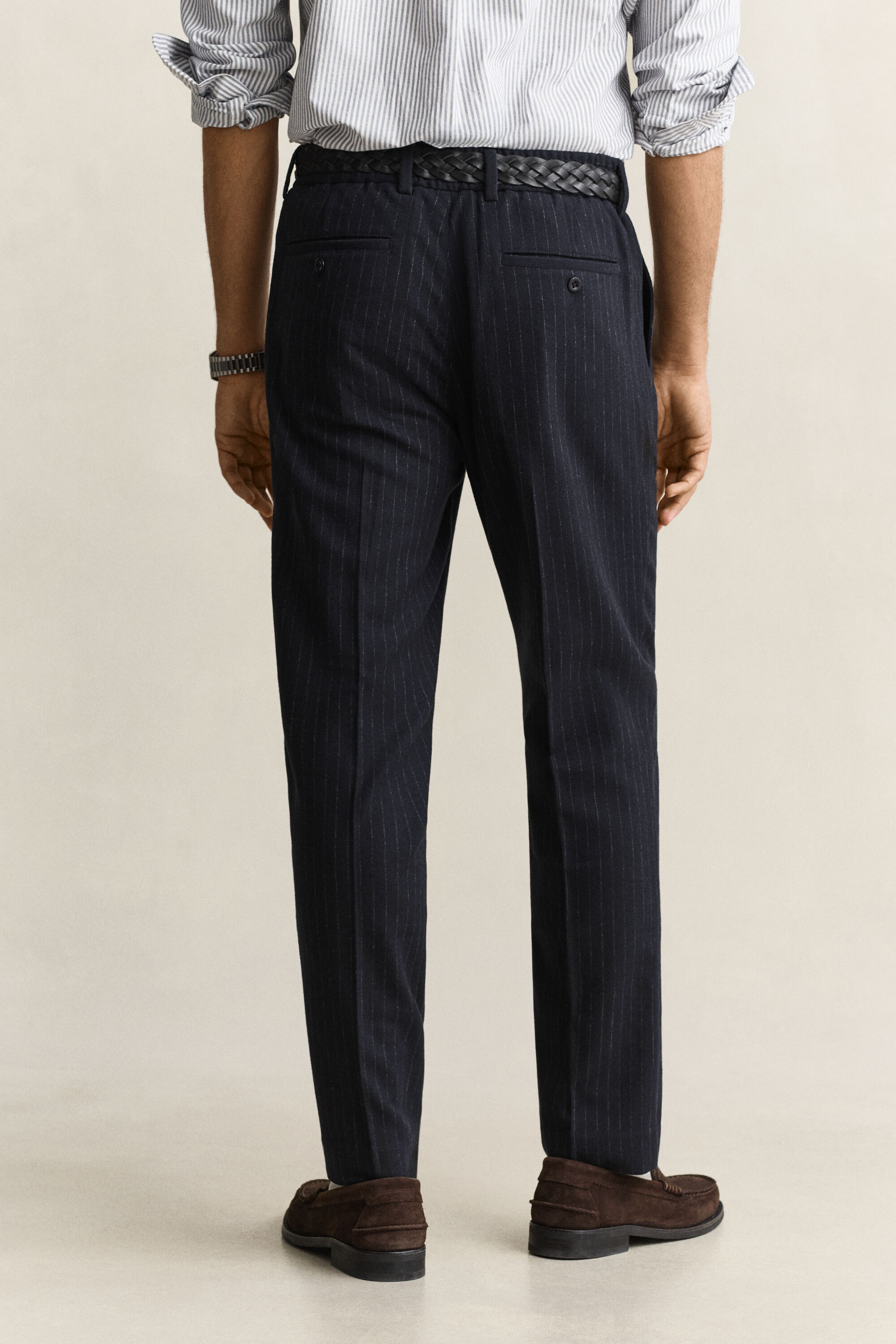 Pantalon coupe fuselée en flanelle de laine