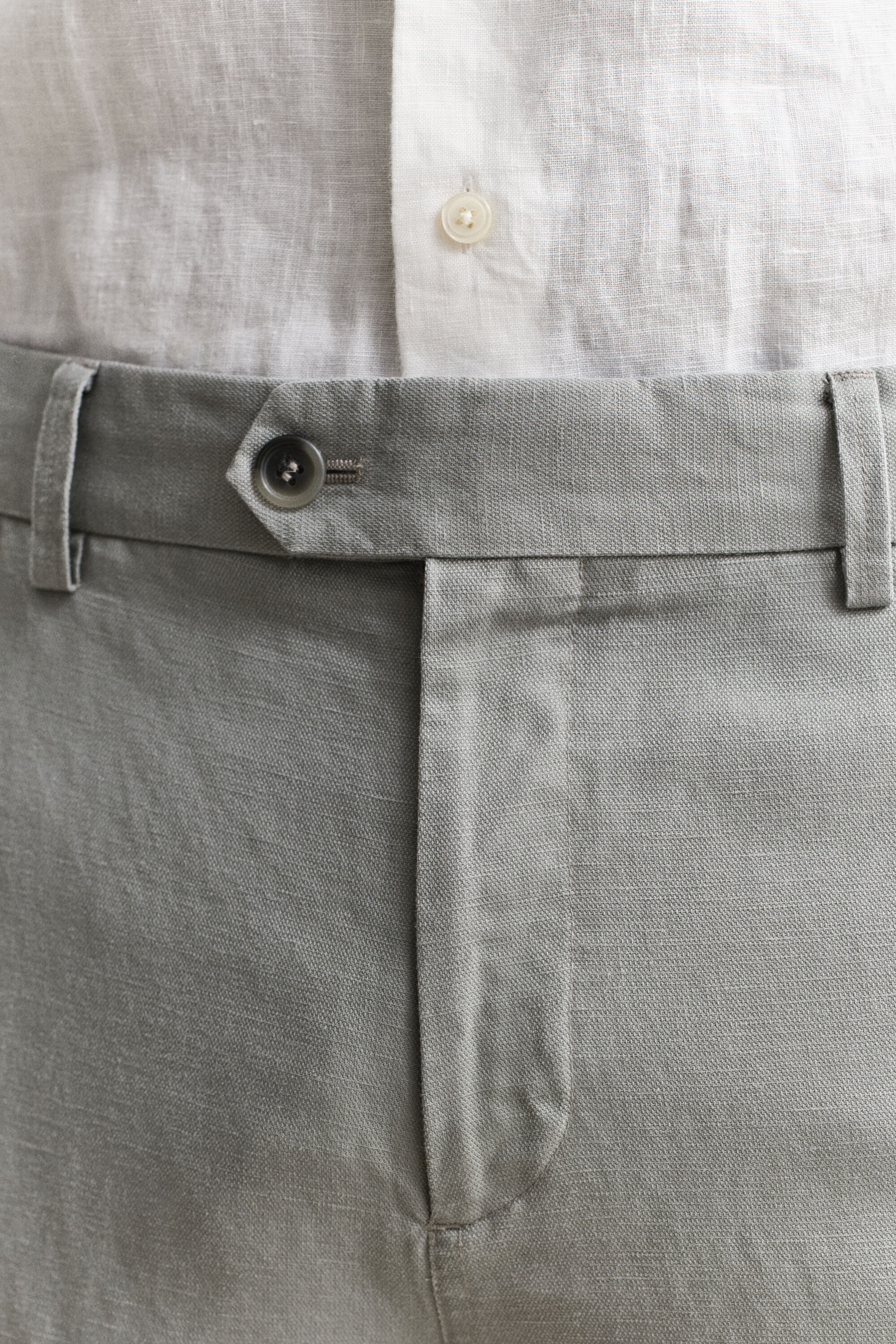 Kostuumbroek van lyocell en linnen