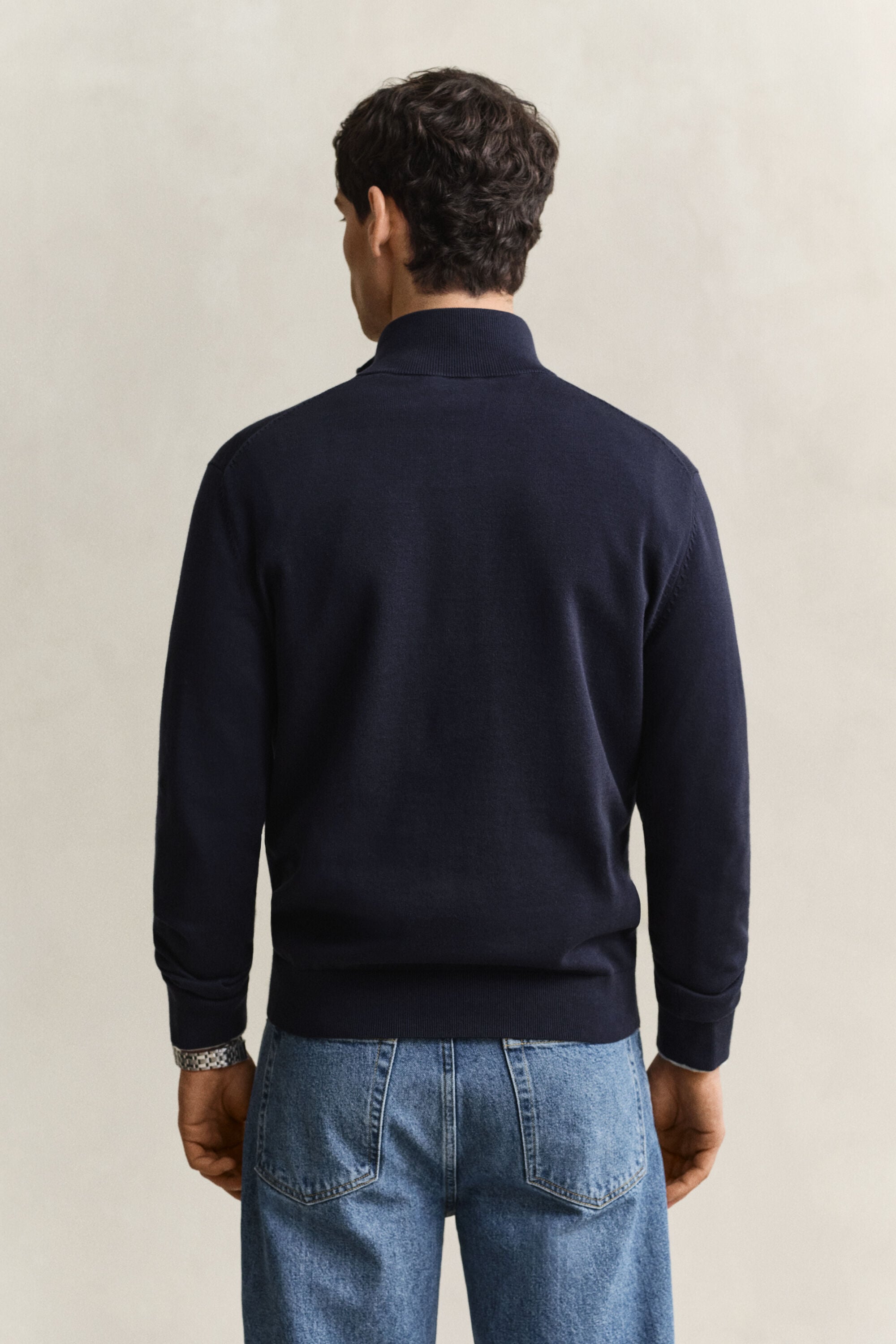 Pull à demi-zip en coton classique