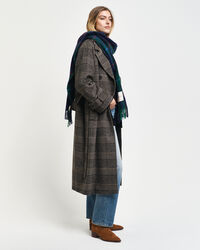 Trench-coat en laine à carreaux