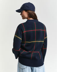 Cardigan col V à carreaux