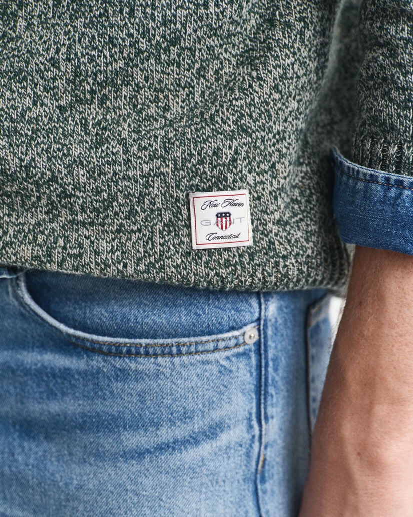 Pull col rond en laine mélangée moulinée