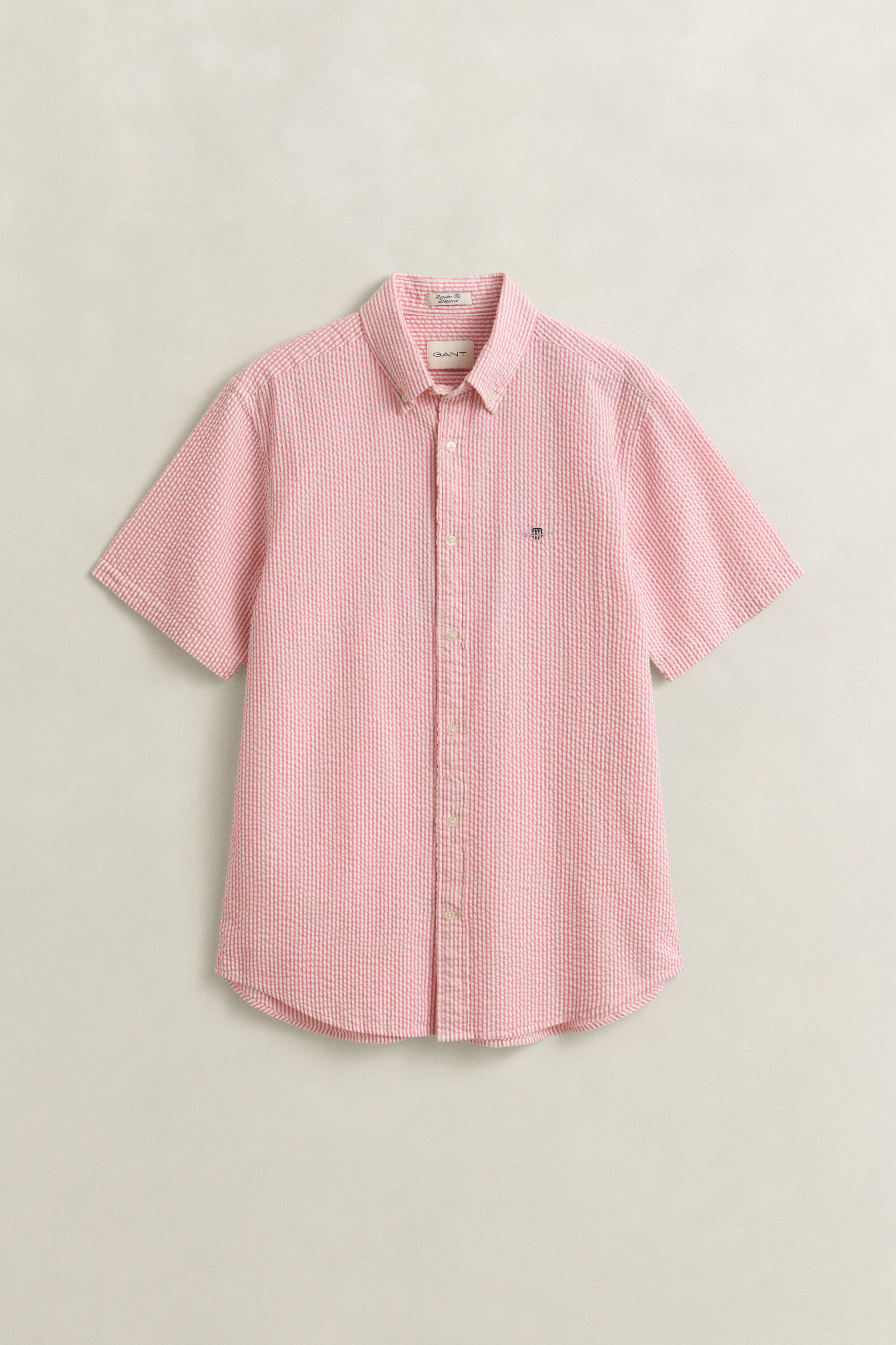 Chemise à manches courtes en seersucker à rayures