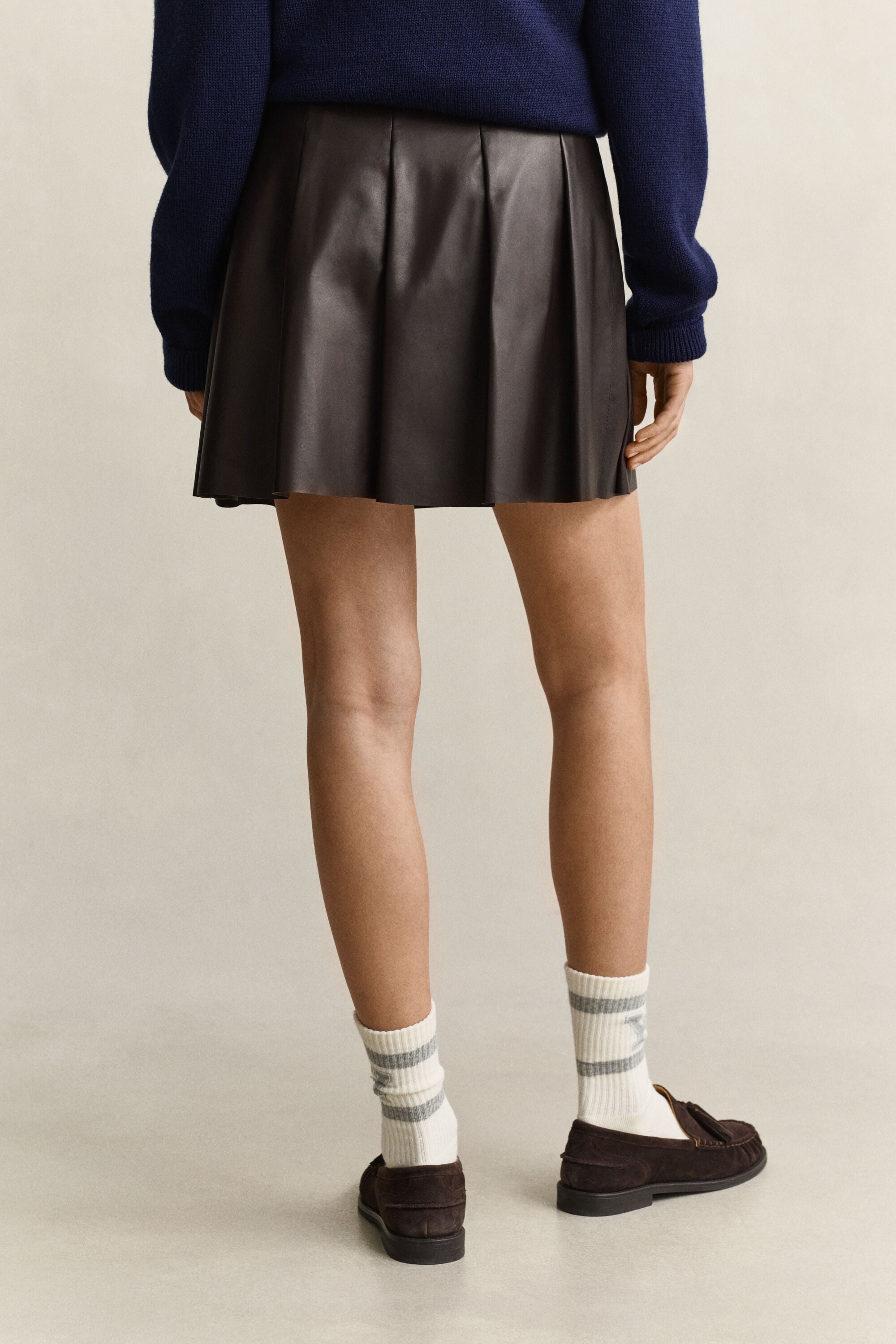 Gant x Yale leren plooirok