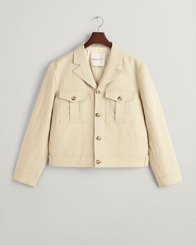 Veste de costume relaxed fit en coton et lin