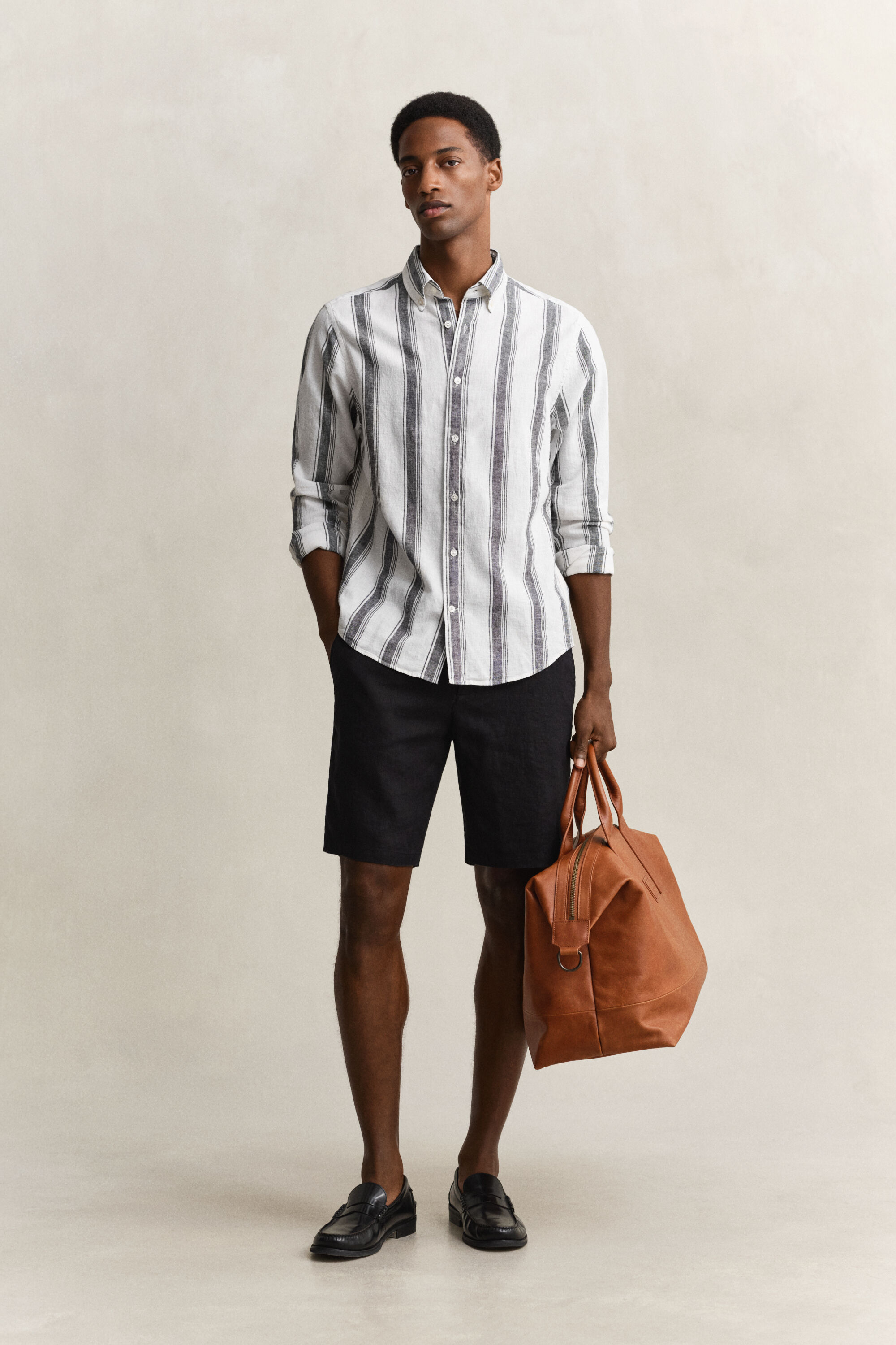 Gestreept overhemd van linnenmix