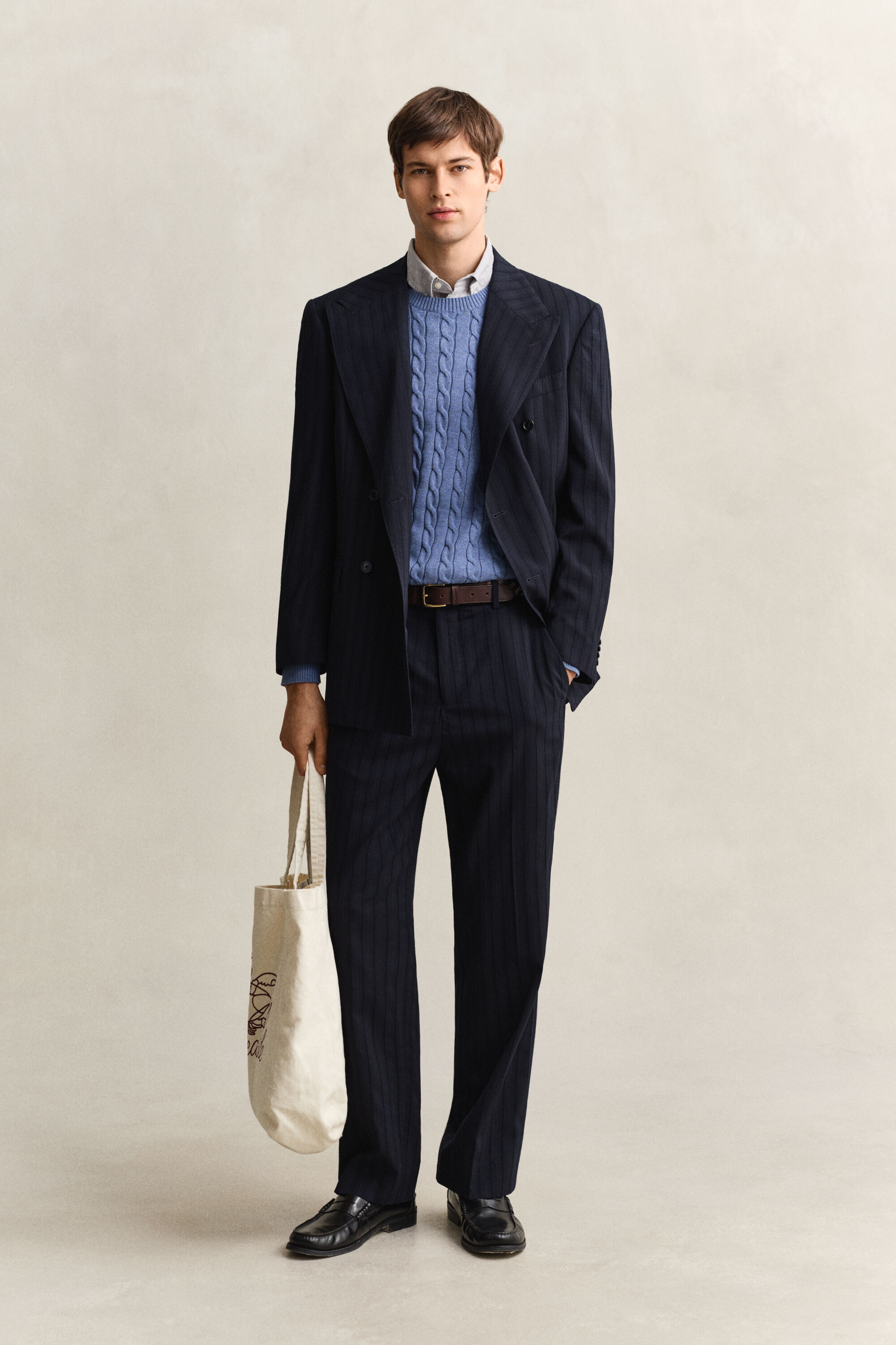 Pull col rond en maille de coton torsadée