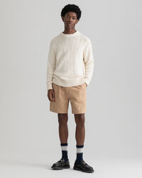 Pull ras du cou relaxed fit en coton flamm&eacute;