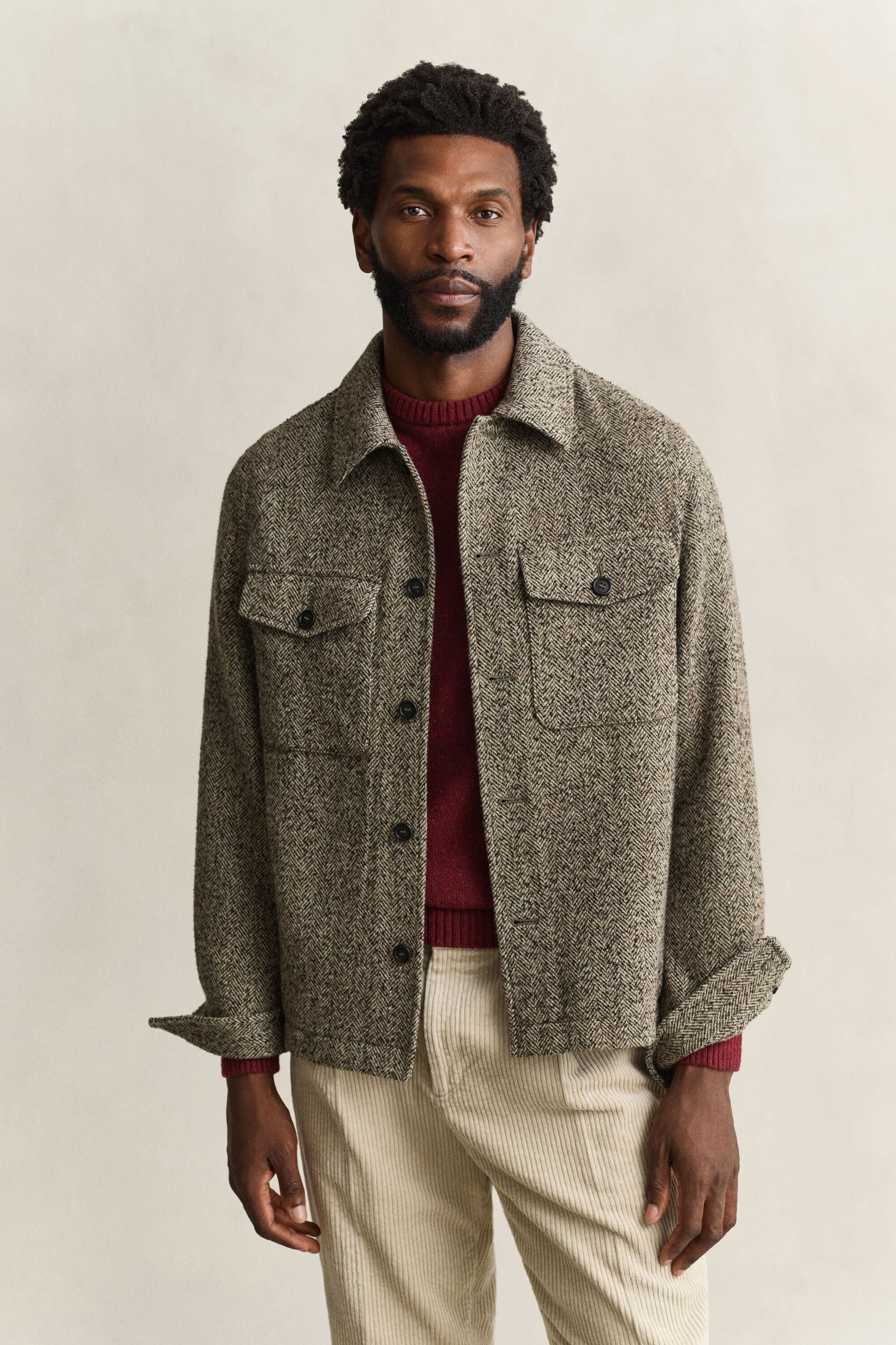 Overshirt met visgraatmotief