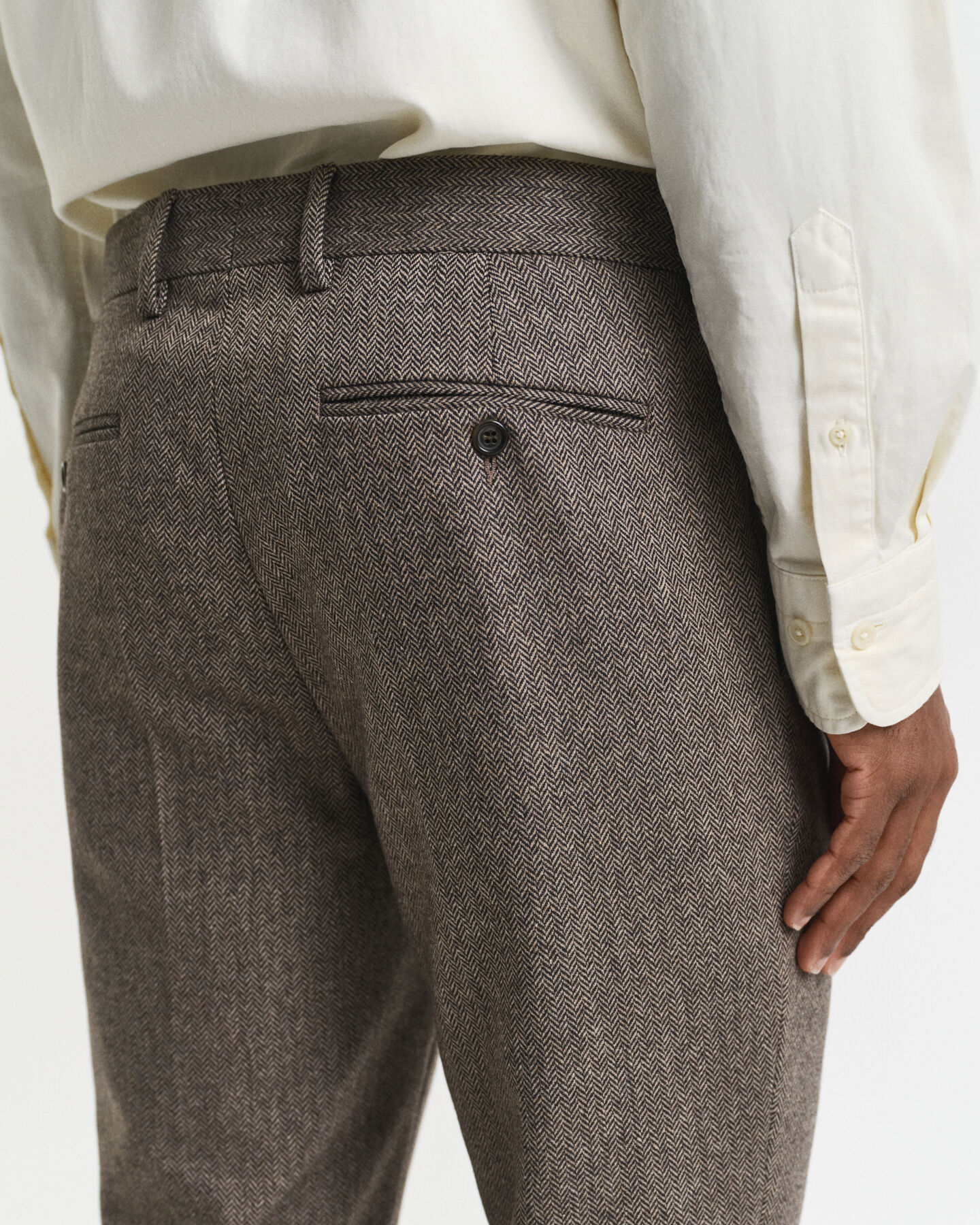 Pantalon de costume coupe slim en flanelle à chevrons