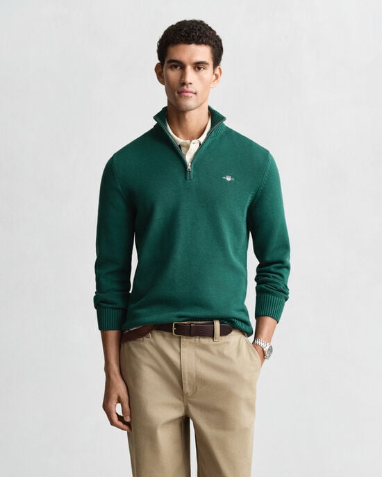 Pull en coton décontracté à demi-zip