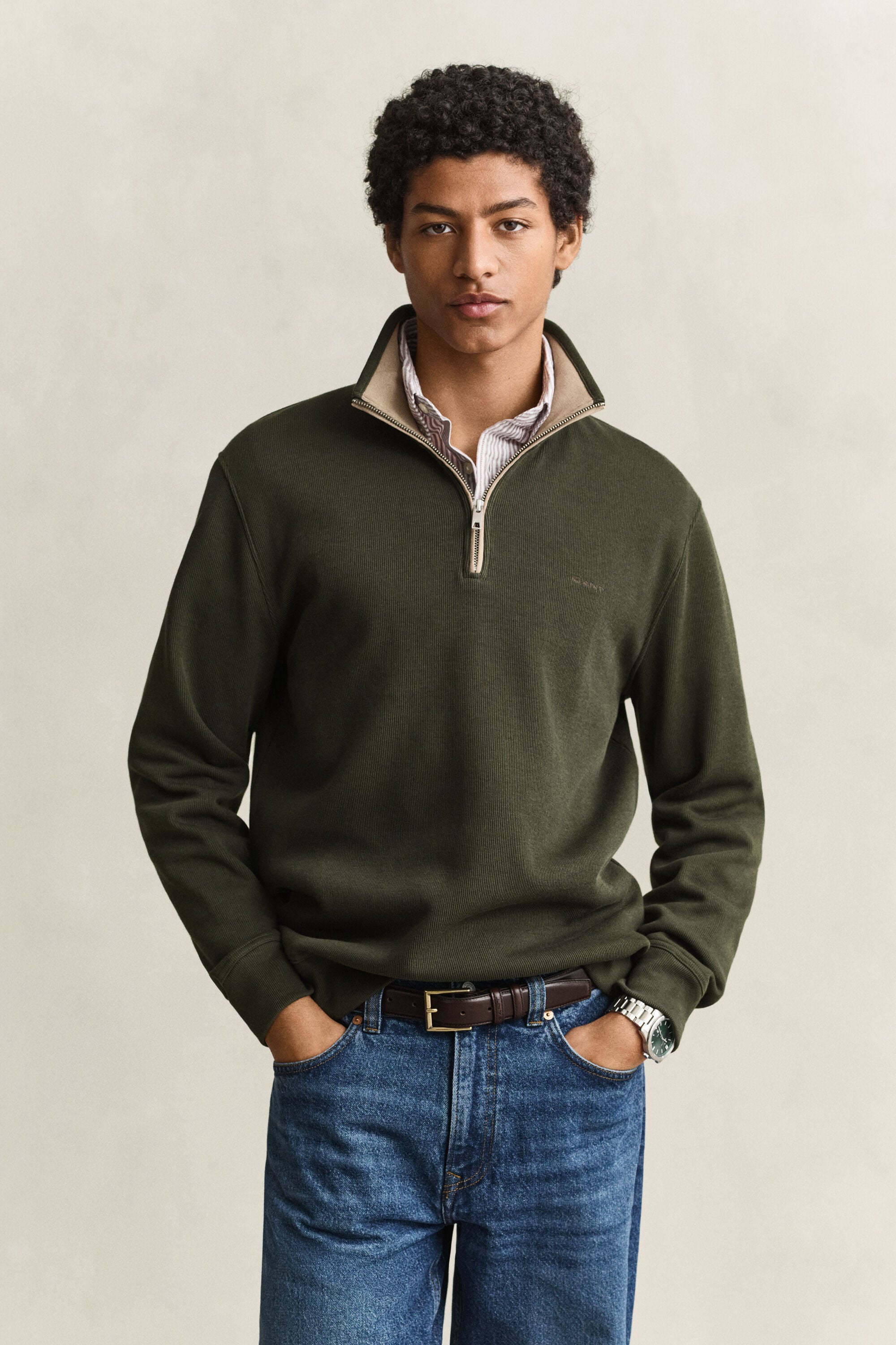 Sweat-shirt à demi-zip Sacker Rib