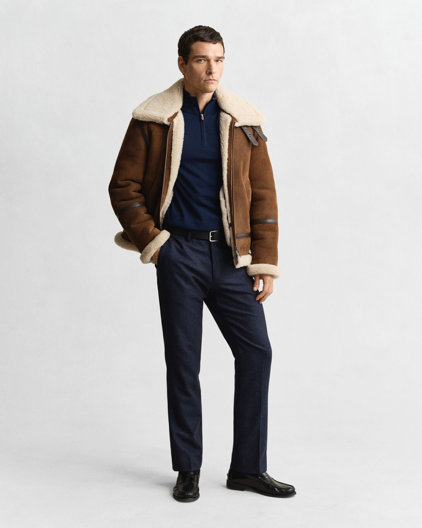 Trui met korte rits van extra fijne merinoswol