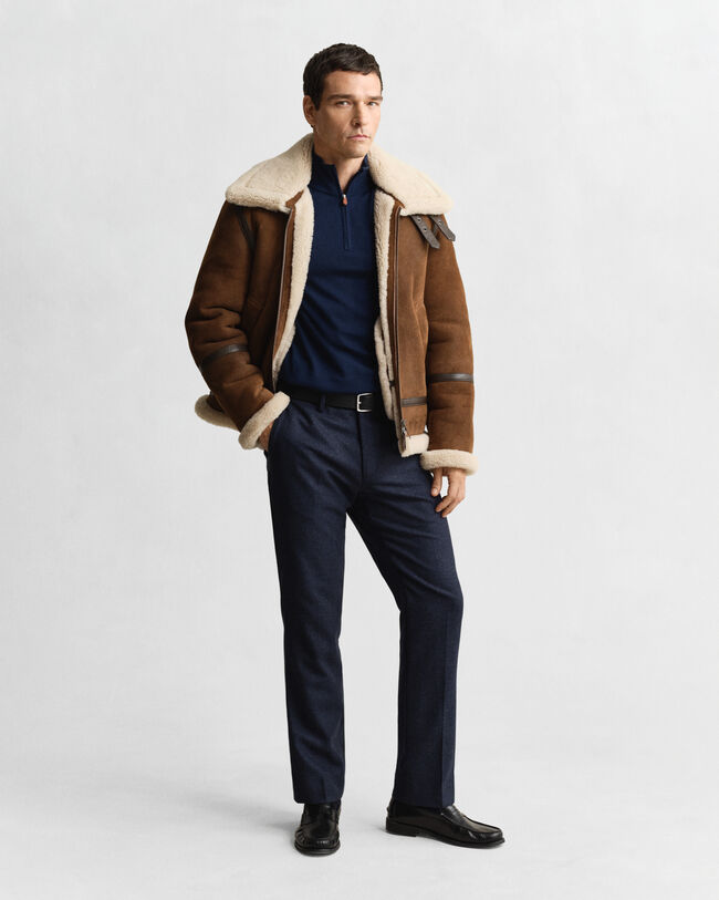 Trui met korte rits van extra fijne merinoswol