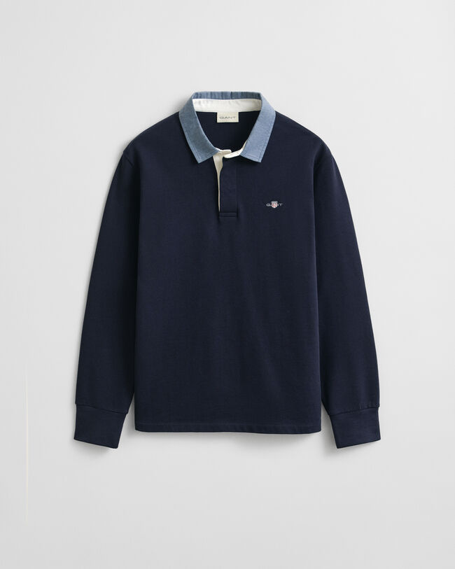 Heavy Rugger met chambray kraag