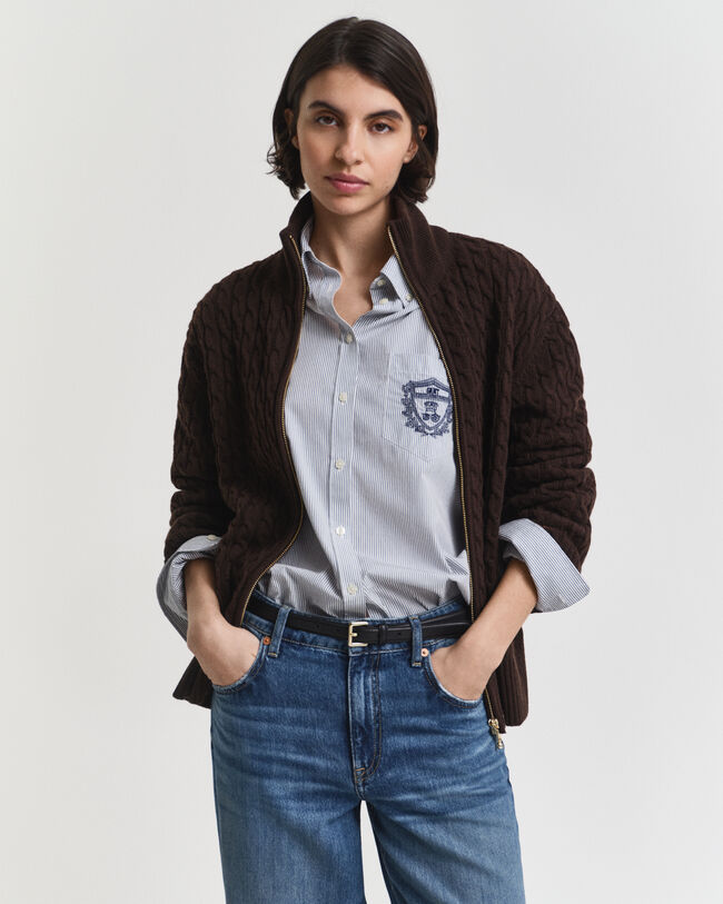 Kabelgebreid vest met rits