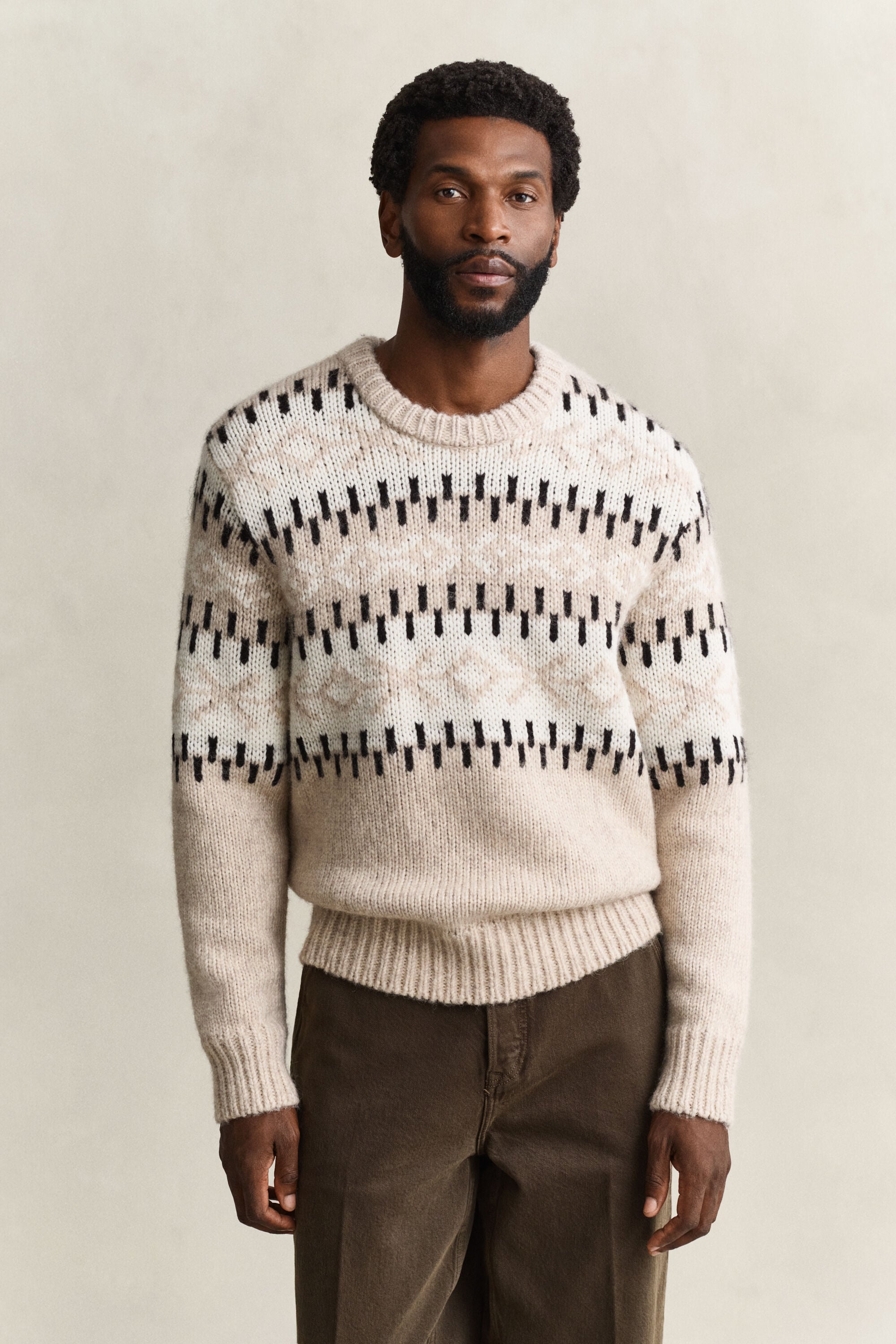 Pull jacquard en laine d’alpaga mélangée