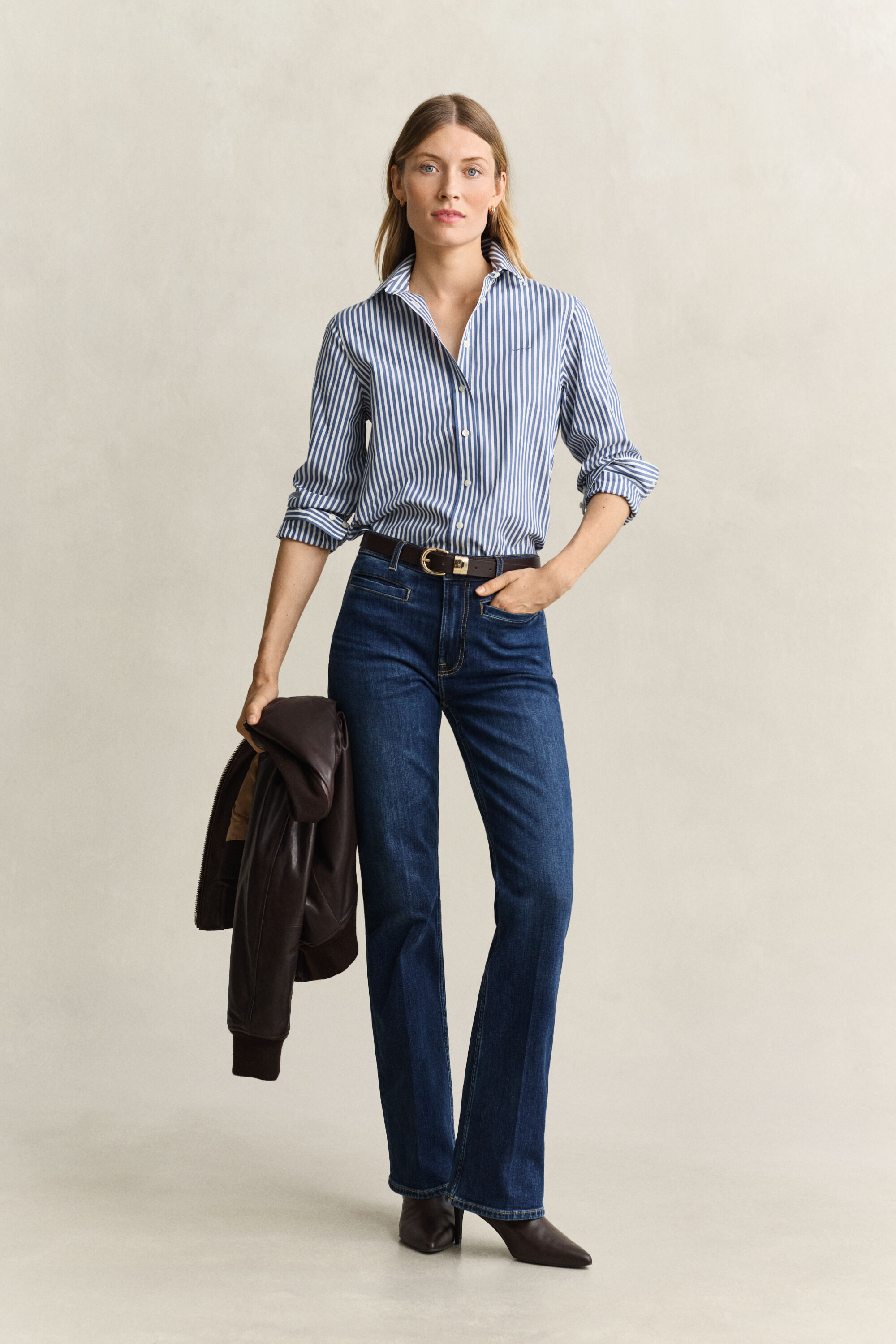 Classic Regular gestreept poplin hemd