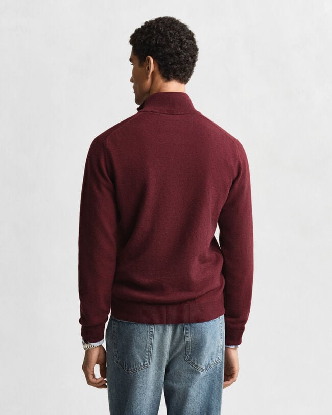 Pull à demi-zip en laine d'agneau ultra-fine