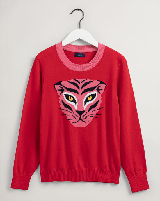 Tigress Intarsia Crew Neck Sweater