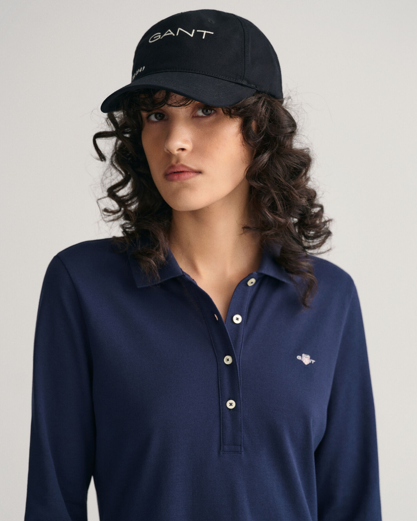 Robe en coton piqué à manches longues Shield