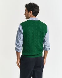 Pull sans manches en maille de laine d'agneau à torsades