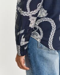 Chemise coupe regular en coton et soie à imprimé nautique