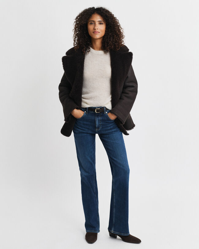 Trui van mohairmix met ronde hals en korte mouwen