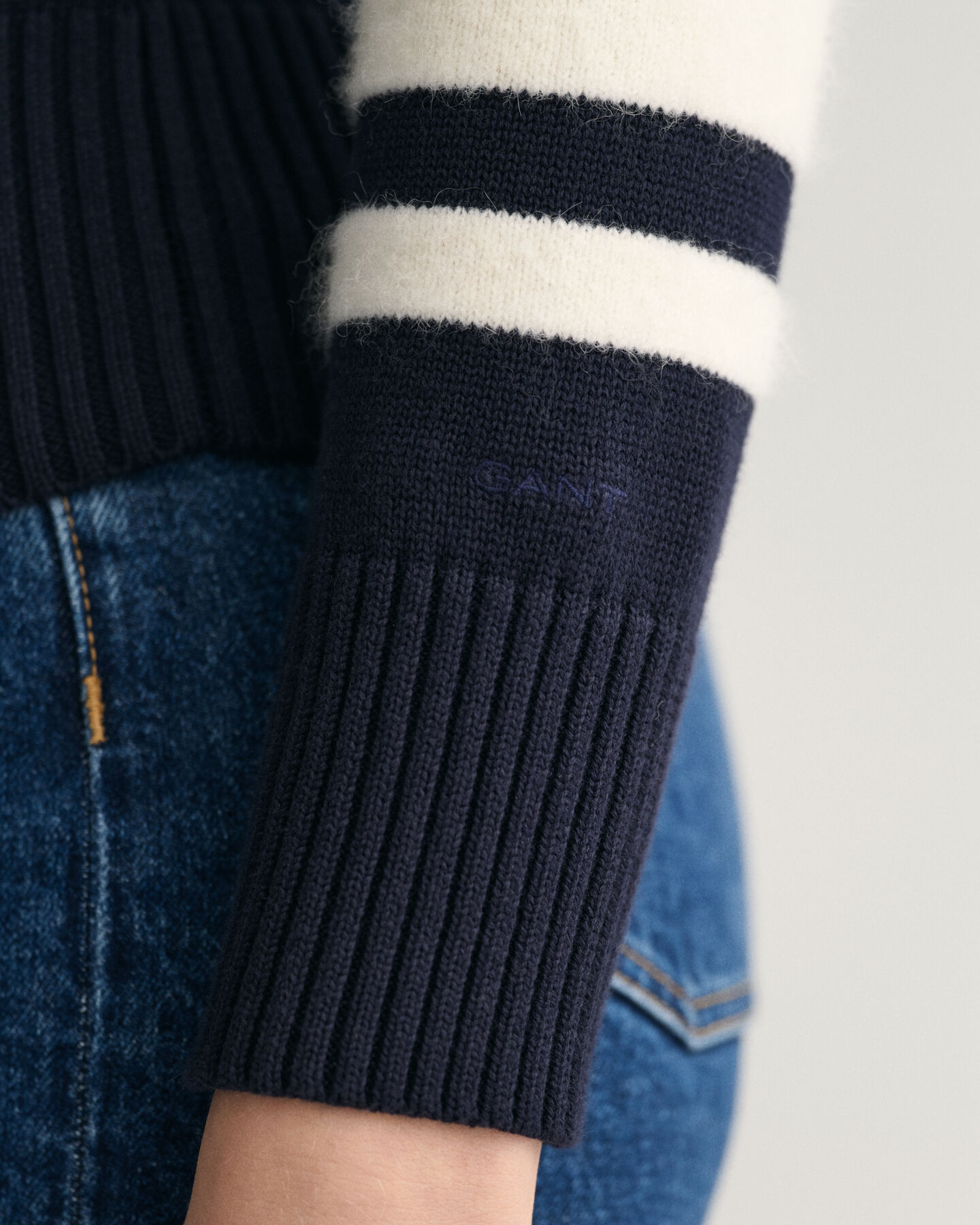 Sweater met ronde hals en blokstrepen