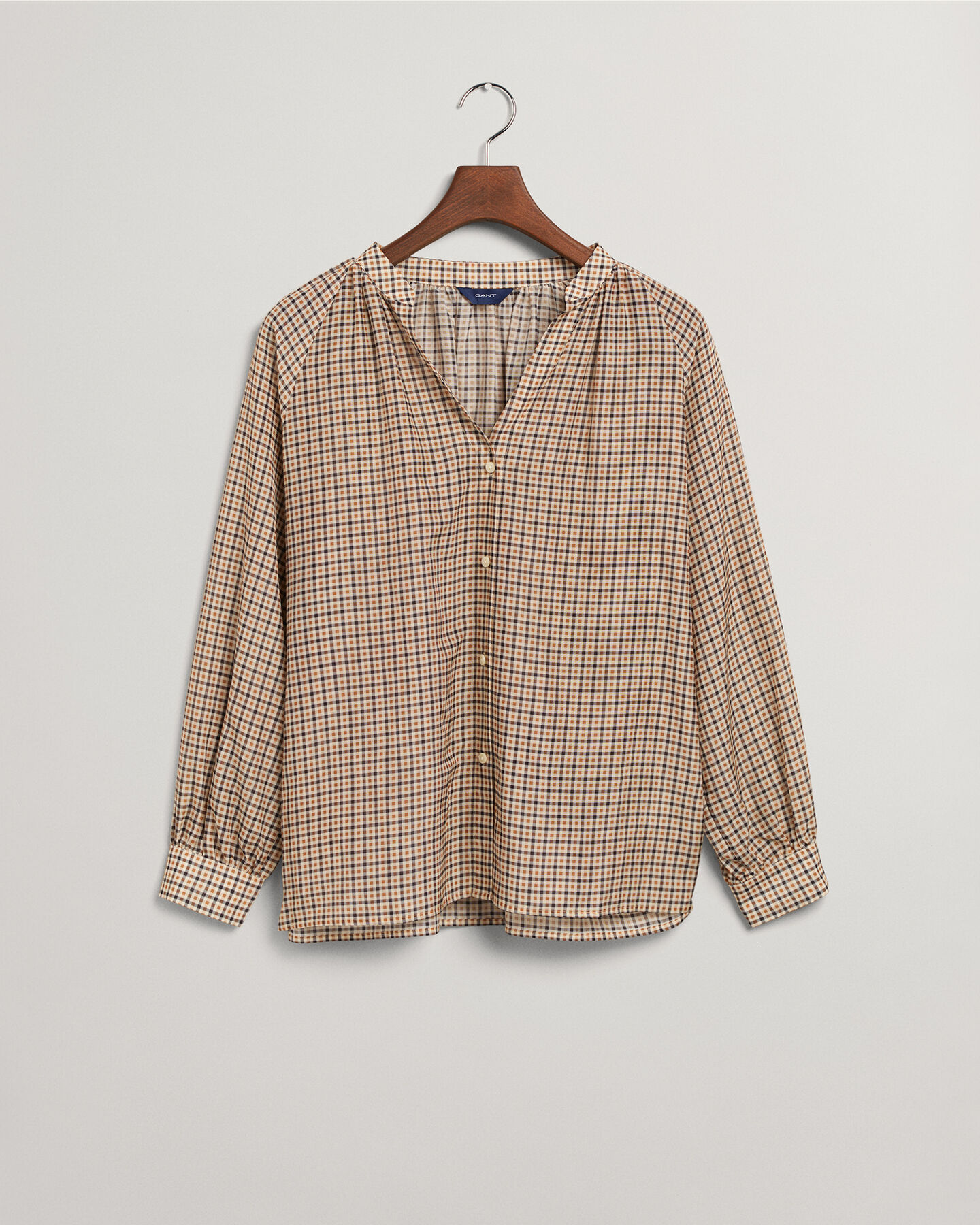 Chemisier en coton et soie &agrave; carreaux