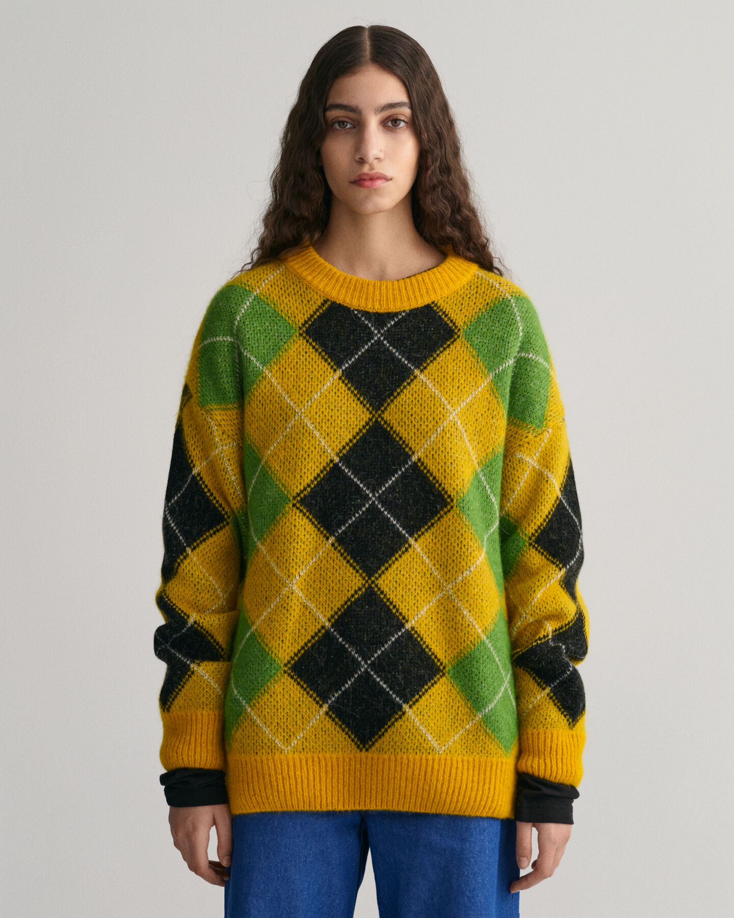 Pull ras du cou duveteux Argyle
