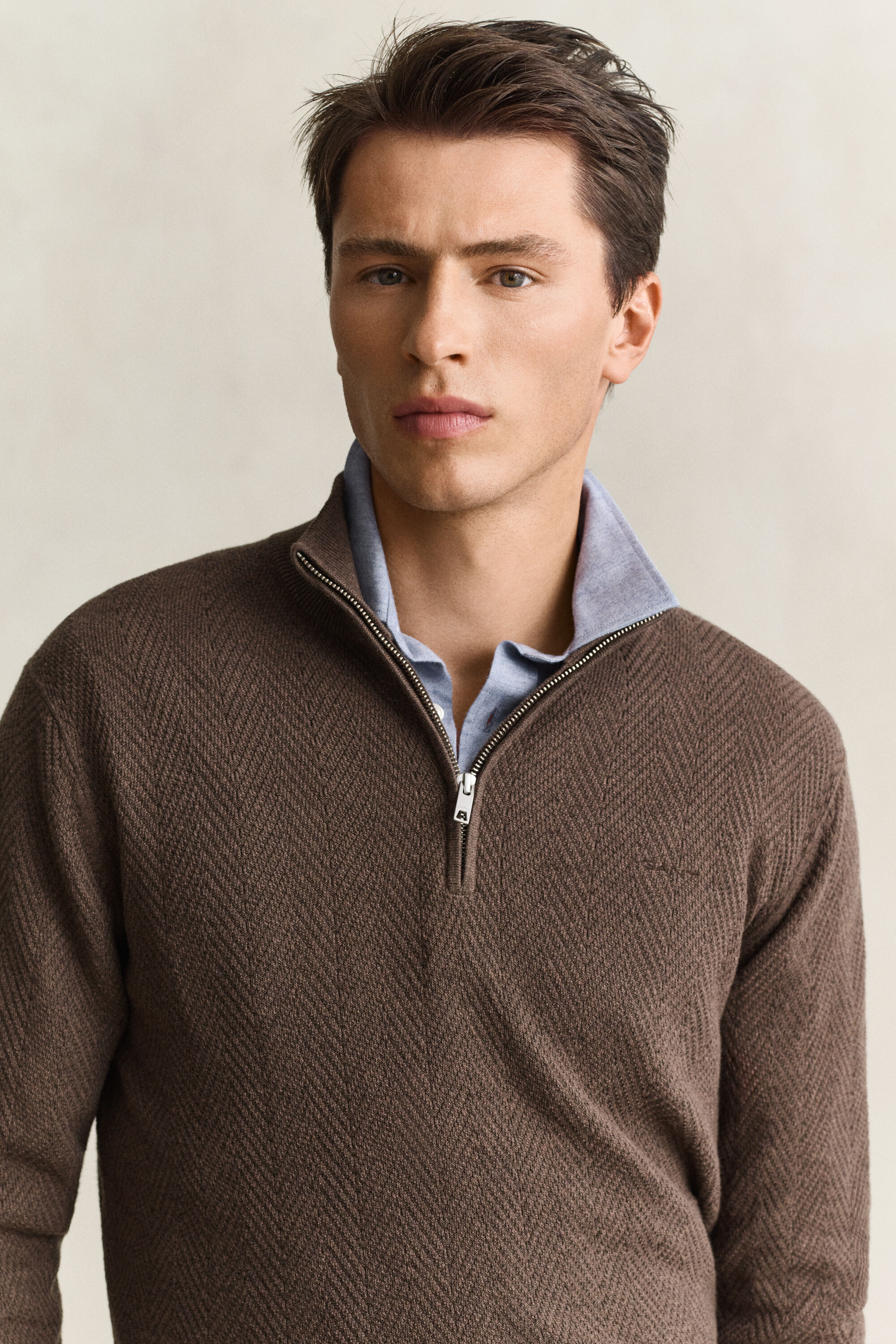 Pull à demi-zip avec chevrons