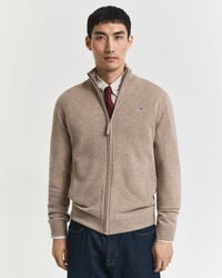 Cardigan zippé en laine d'agneau ultra-fine