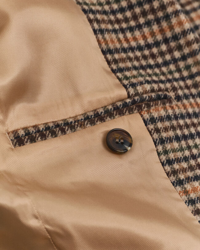 Veste blazer coupe regular en laine à motif pied-de-poule