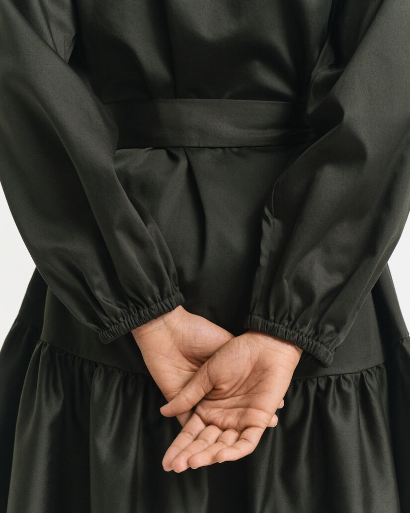 Jurk met lange mouwen van katoensatijn