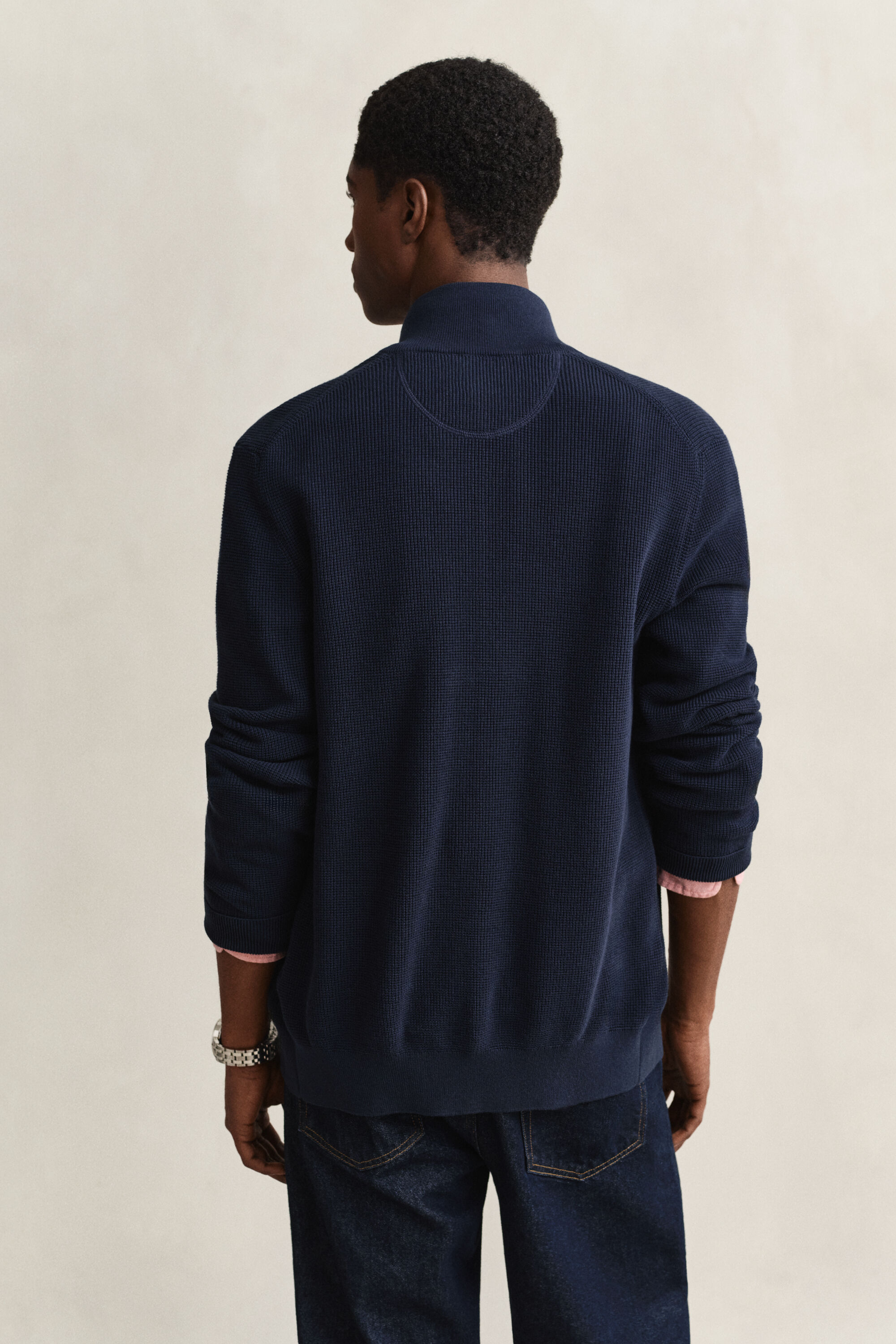 Cardigan zippé en coton texturé