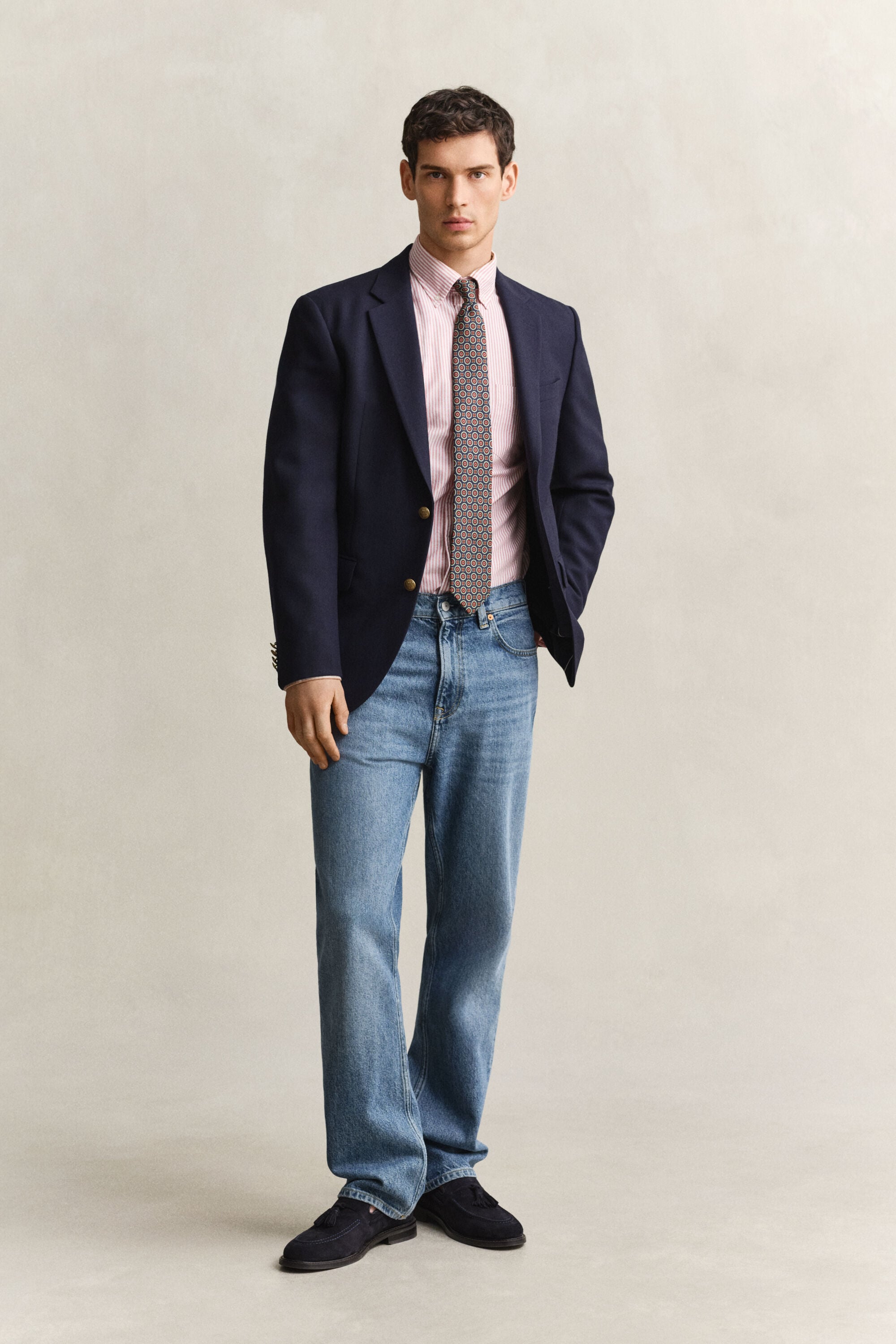Chemise en coton Oxford classique à rayures Banker