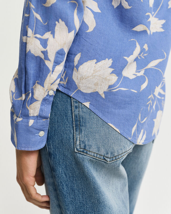Regular Fit linnen hemd met bloemenprint