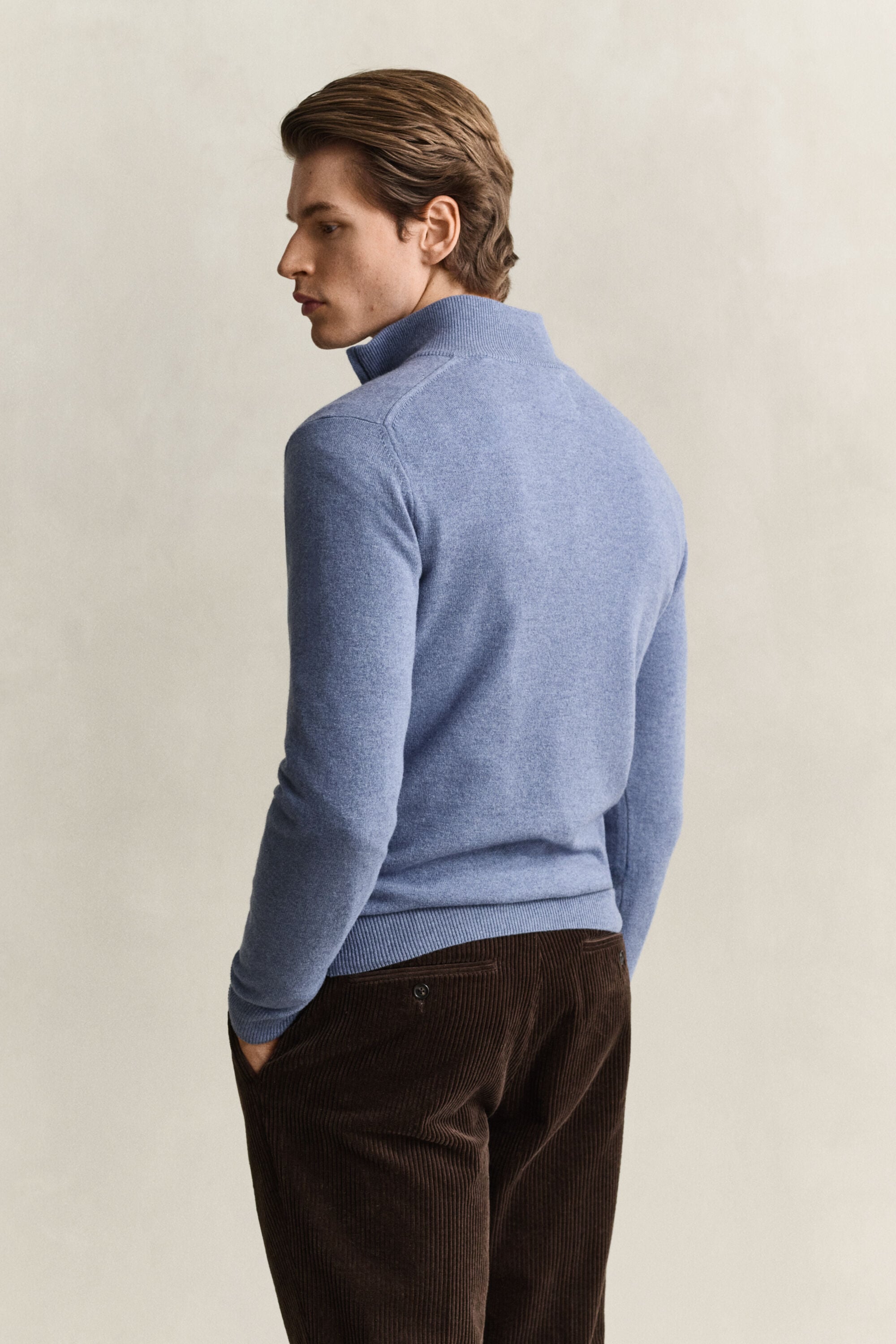 Pull à demi-zip en laine d’agneau