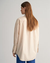 Oversized gestreept poplin hemd met brede manchetten